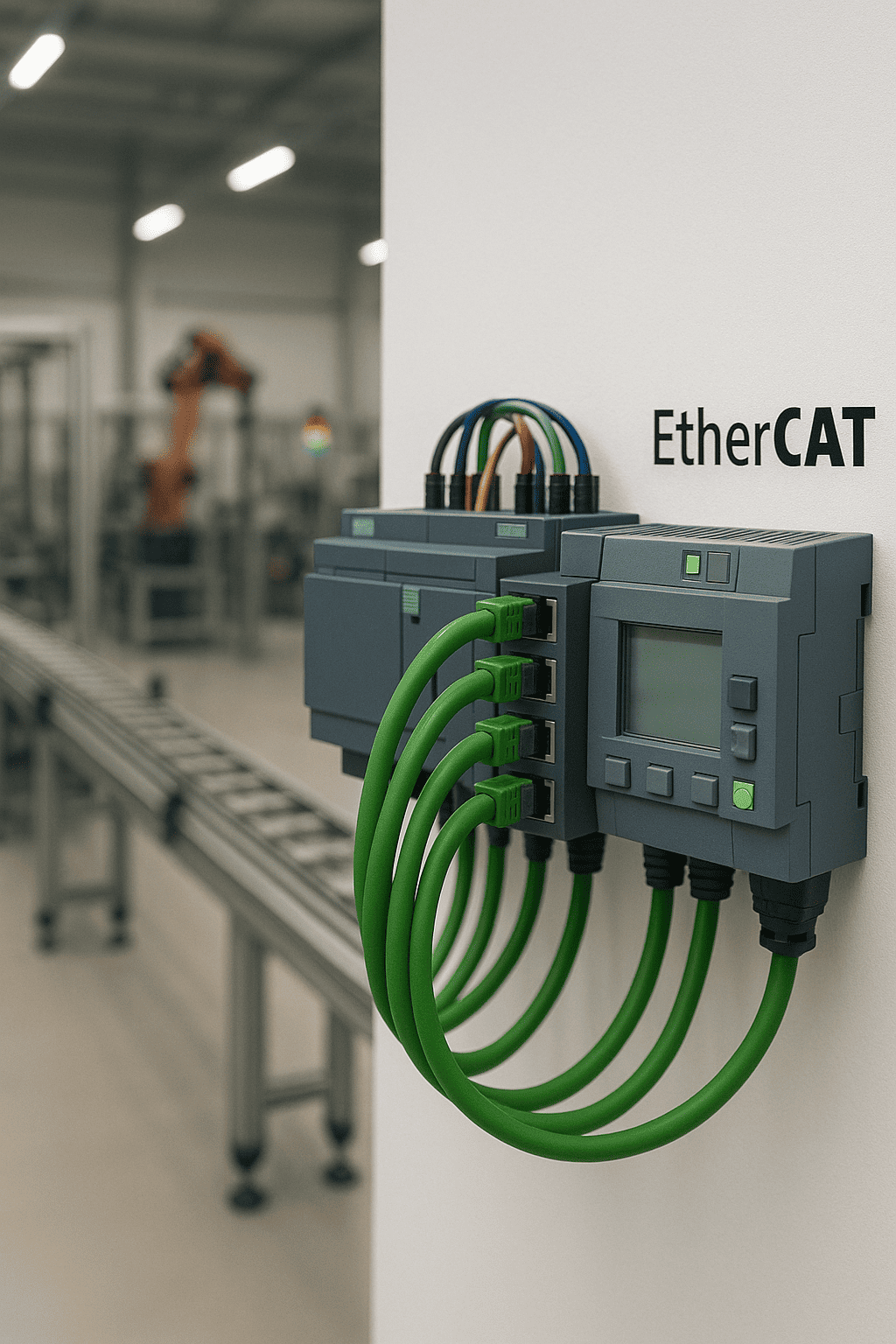 EE-Master interface for real-time EtherCAT network management with industrial controller, enabling streamlined configuration of automation systems.